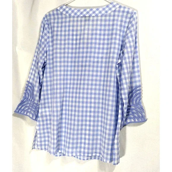 Talbots Blouse Womens Small Embroidery Popover 3/4 Sleeve Lightweight "Tiny Flaw - Picture 4 of 8